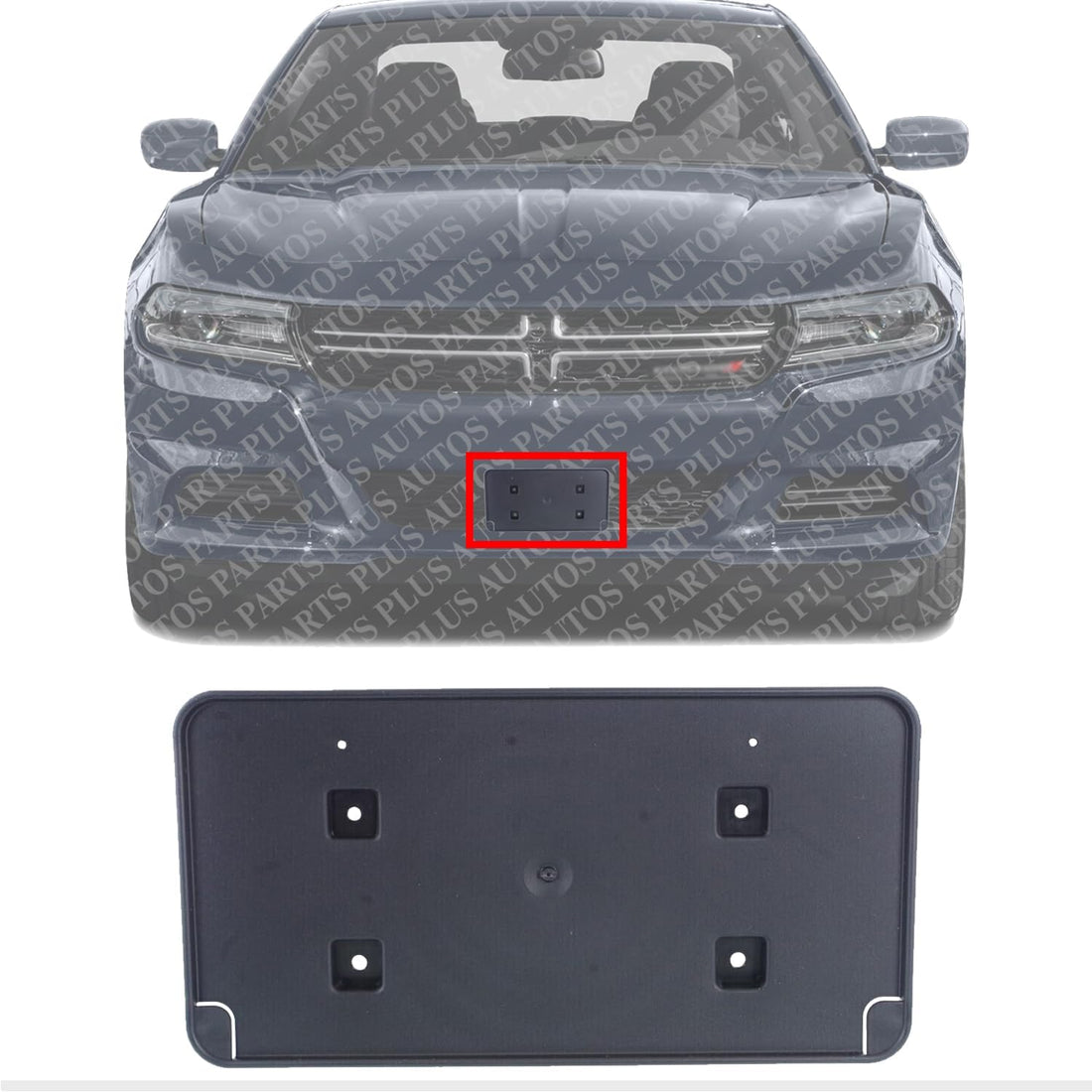 Front License Plate Bracket Textured Direct Replacement Compatible with 2015-2023 Dodge Charger CH1068133 68238771AC