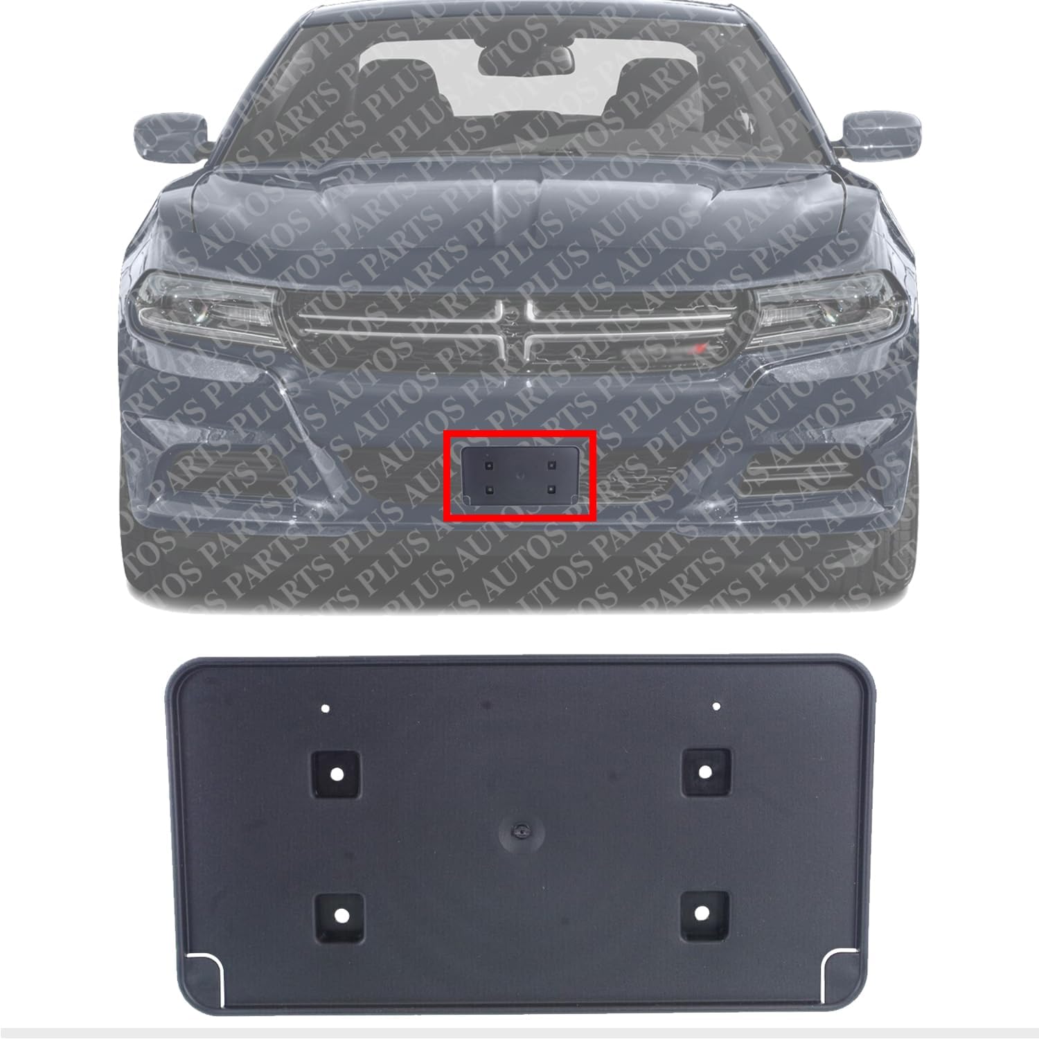 Front License Plate Bracket Textured Direct Replacement Compatible with 2015-2023 Dodge Charger CH1068133 68238771AC