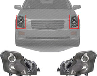 Set Of 2 Front Head Light Assembly Halogen Left Driver & Right Passenger Side Direct Replacement Compatible With 2003-2007 Cadillac CTS GM2502242 GM2503242 15826015 15826014