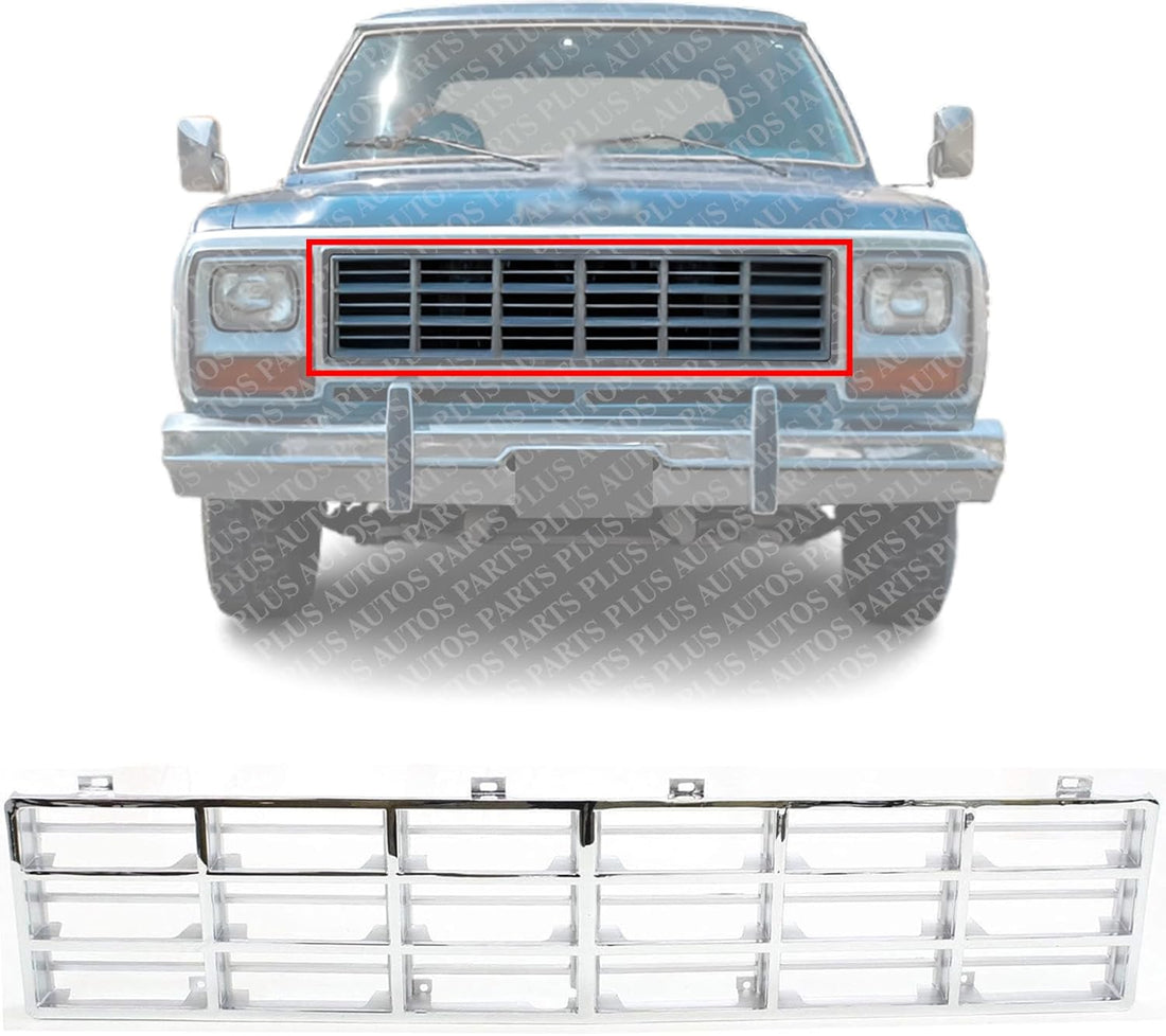 Front Grille Chrome Insert Direct Replacement Compatible With 1981-1985 Dodge Full Size Pickup CH1200104 4168723