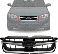 Front Grille Chrome Shell with Black Insert Direct Replacement Compatible With 2008-2009 Subaru Legacy SU1200138 91121AG20A