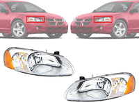 Set Of 2 Front Headlights Assembly Right Passenger & Left Driver Side Direct Replacement Compatible With 2001-2003 Chrysler Sebring / 2001-2006 Dodge Stratus CH2503143 CH2502143