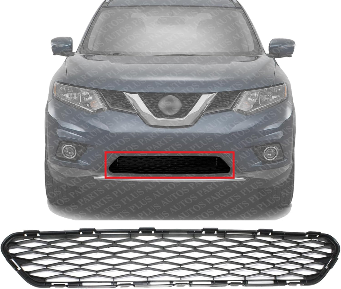 Front Bumper Lower Grille Textured Gray Plastic Direct Replacement Compatible With 2014-2016 Nissan Rogue NI1036102 622544BA0A