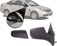 Front Power Mirror Non-Folding Heated With Primed & Textured 2 Caps Direct Replacement Compatible With 2008-2011 Ford Focus FO1321317 FO1321331 8S4Z17682CA-PFM