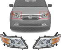 Set Of 2 Front Head Light Assembly Plastic Left Driver & Right Passenger Side Direct Replacement Compatible With 2011-2013 Honda Odyssey HO2503142 HO2502142 33100TK8A01 33150TK8A01