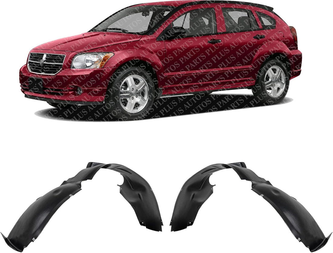 Set Of 2 Front Fender Liners Left Driver & Right Passenger Side Direct Replacement Compatible With 2007-2012 Dodge Caliber CH1251131 CH1250131 ‎5303866AE 5303867AF