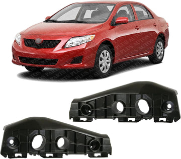 Set Of 2 Front Bumper Bracket Plastic Left Driver & Right Passenger Side Direct Replacement Compatible With 2009-2010 Toyota Corolla TO1043110 TO1042110 5211502130 5211602130