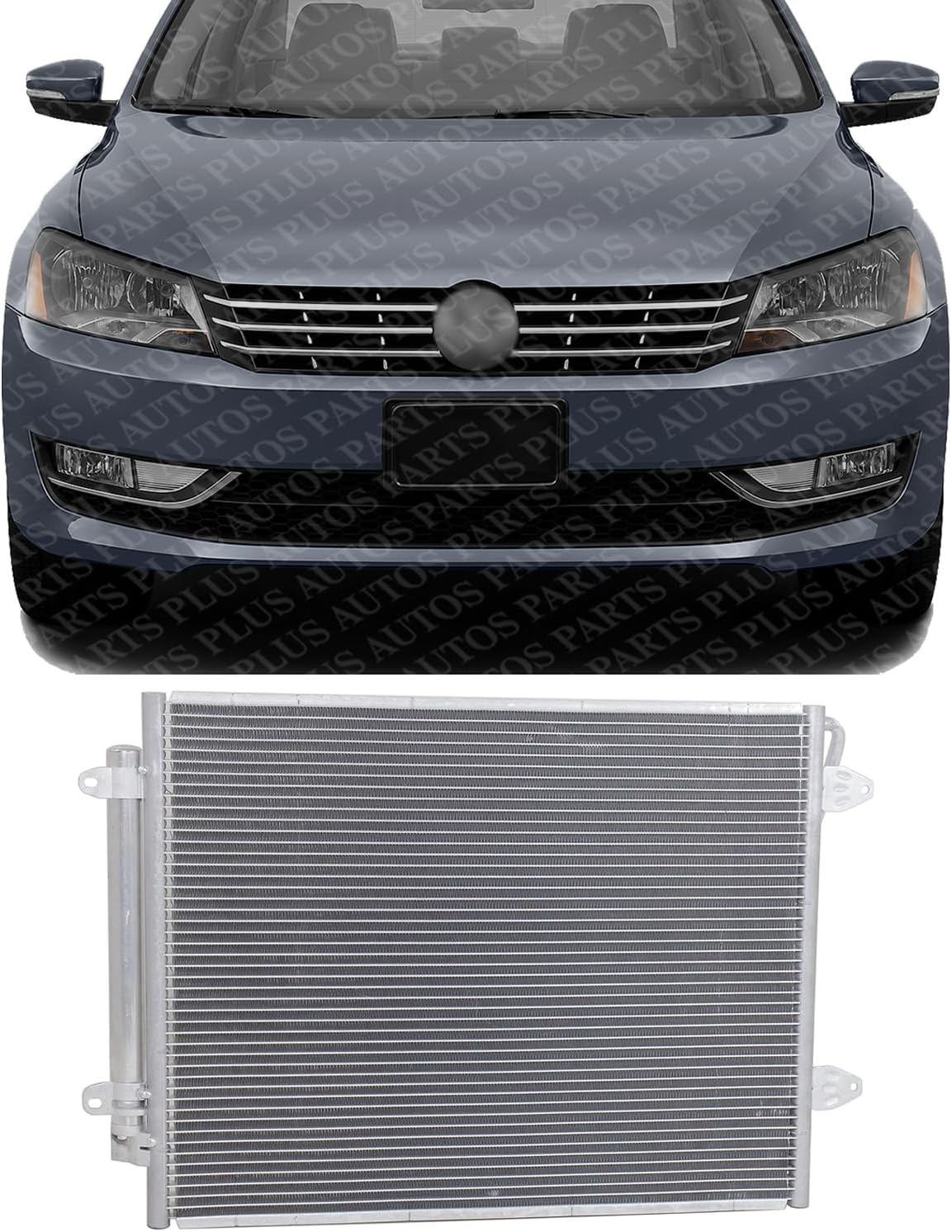 Front A/C Condenser Aluminum Core Direct Replacement Compatible With 2016-2019 Volkswagen Passat VW3030137 561820411C