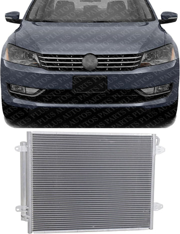 Front A/C Condenser Aluminum Core Direct Replacement Compatible With 2016-2019 Volkswagen Passat VW3030137 561820411C