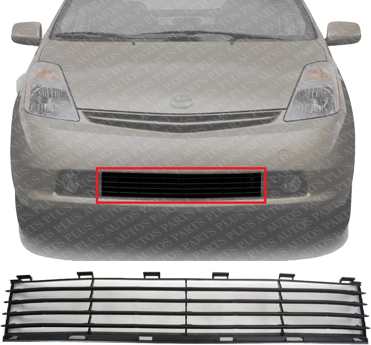 Front Bumper Lower Center Grille Textured Plastic Direct Replacement Compatible With 2004-2009 Toyota Prius TO1036112 5311147010