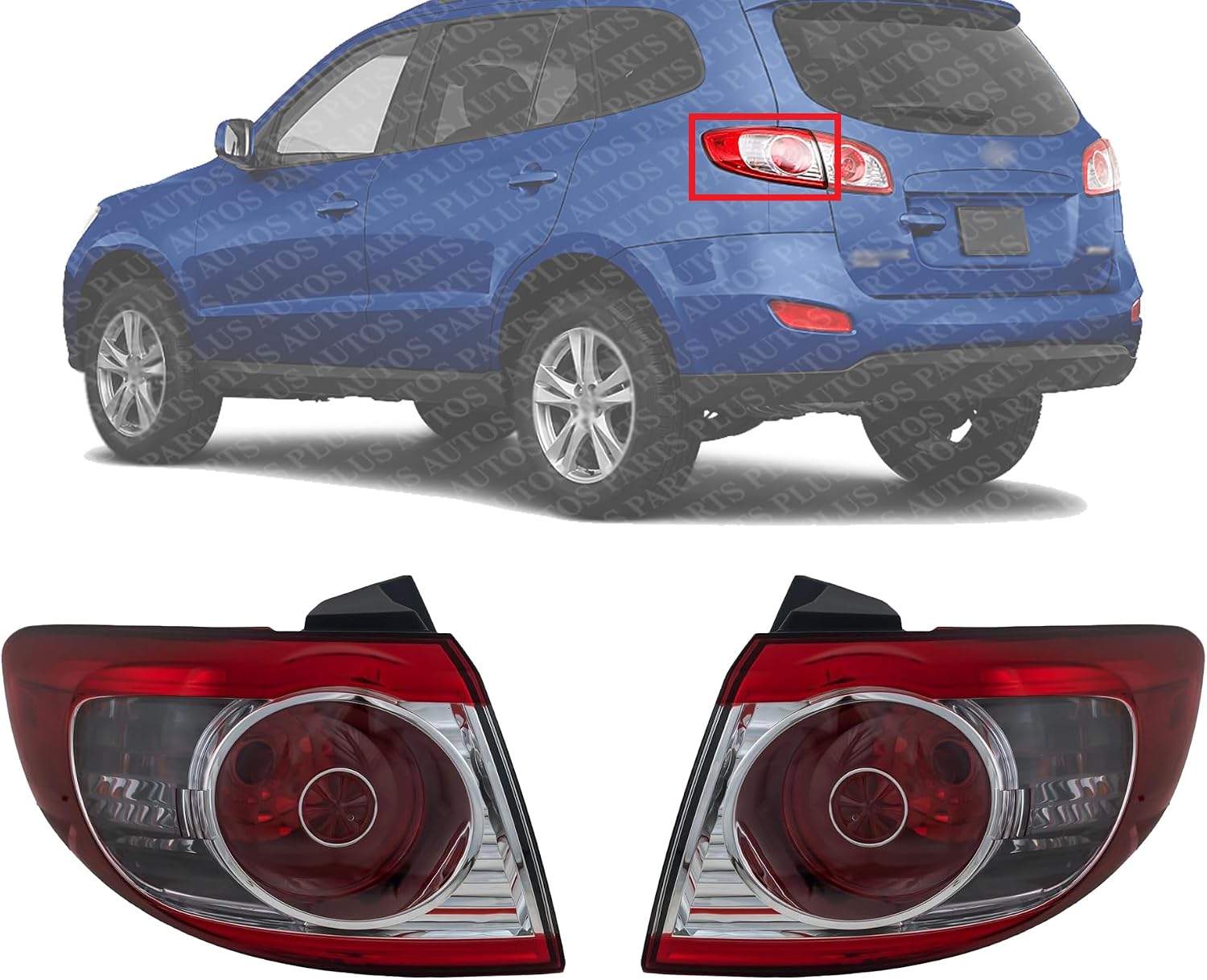 Set Of 2 Tail Light Outer Assembly Right Passenger & Left Driver Side Direct Replacement Compatible With 2010-2012 Hyundai Santa Fe HY2805117 HY2804117 924020W500 924010W500