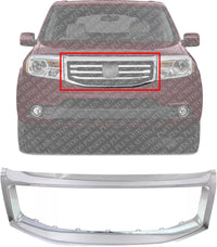 Front Grille Molding Chrome Direct Replacement Compatible With 2012-2015 Honda Pilot HO1202108 75102SZAA11
