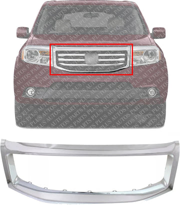 Front Grille Molding Chrome Direct Replacement Compatible With 2012-2015 Honda Pilot HO1202108 75102SZAA11