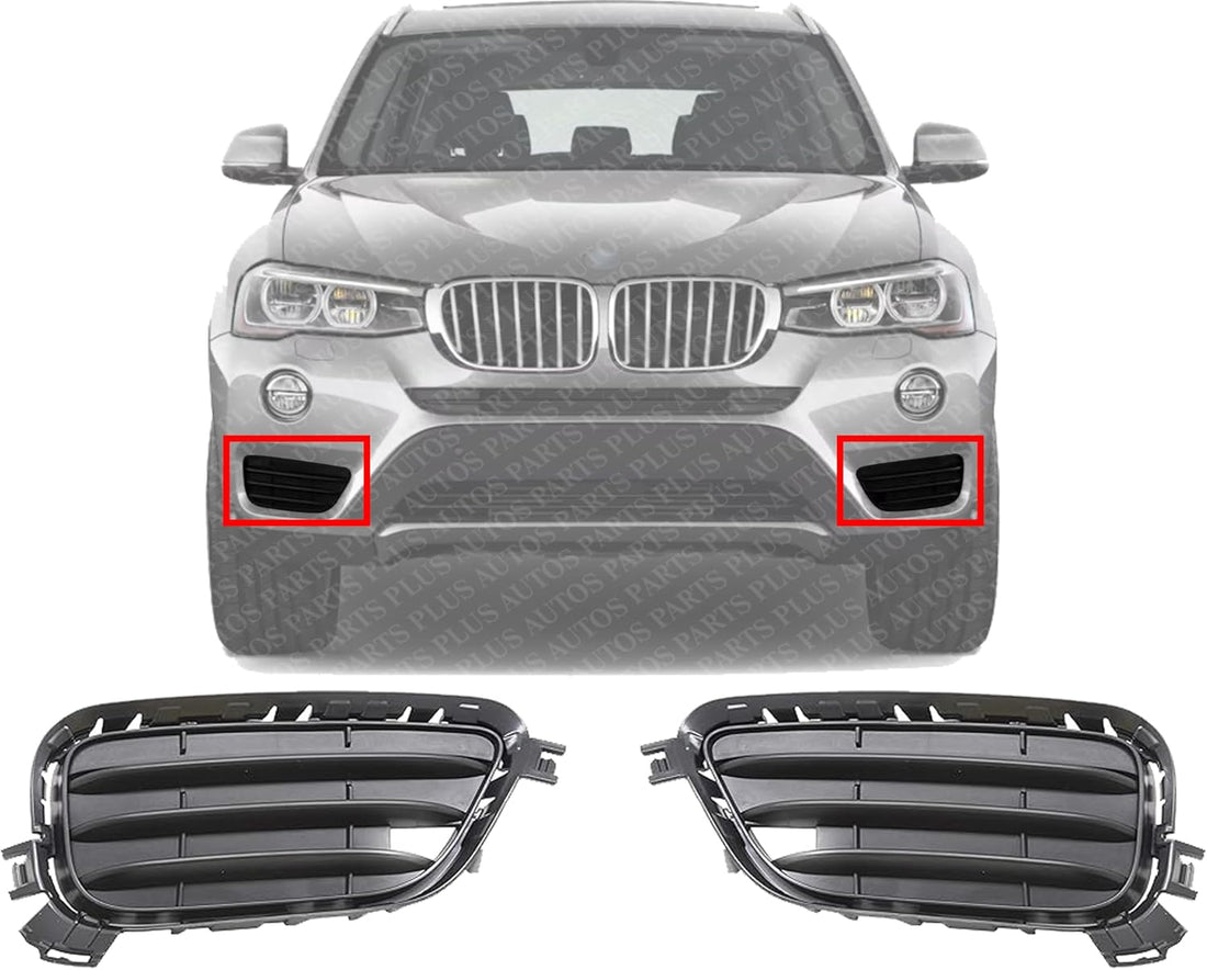 Set Of 2 Front Bumper Outer Grille Left Driver & Right Passenger Side Direct Replacement Compatible With 2015-2017 BMW X3 BM1039174 BM1038174 51117338514 51117338513