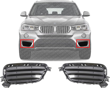 Set Of 2 Front Bumper Outer Grille Left Driver & Right Passenger Side Direct Replacement Compatible With 2015-2017 BMW X3 BM1039174 BM1038174 51117338514 51117338513