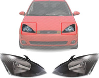 Set of 2 Front Headlight Assembly With Gray Interior Right Passenger & Left Driver Side Direct Replacement Compatible With 2003-2004 Ford Focus FO2502199 FO2503199 3S4Z13008AD