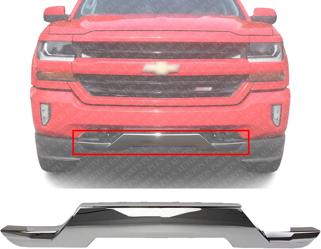 AUTOS PARTS PLUS Front Skid Plate Impact Bar Chrome Steel Direct Replacement Compatible With 2016-2018 Chevrolet Silverado 1500 GM1044128 23243083