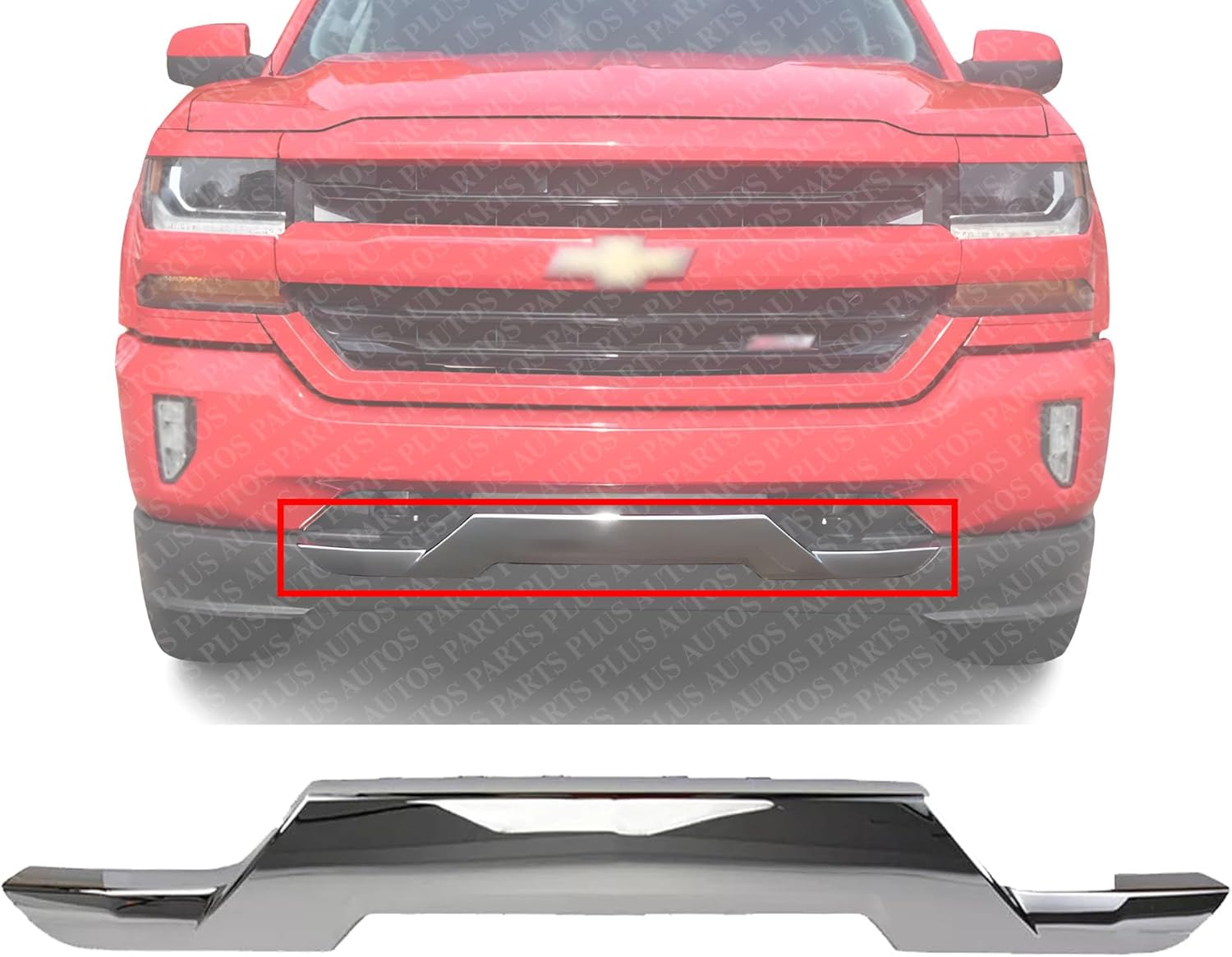 AUTOS PARTS PLUS Front Skid Plate Impact Bar Chrome Steel Direct Replacement Compatible With 2016-2018 Chevrolet Silverado 1500 GM1044128 23243083