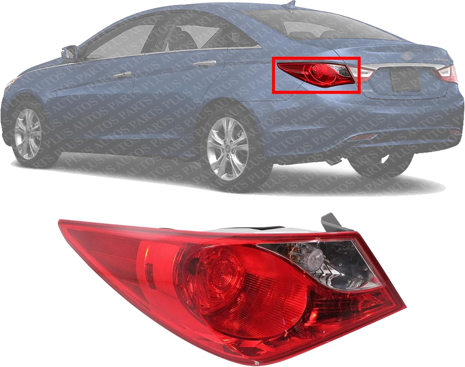Tail Light Outer Assembly Plastic Left Driver Side Direct Replacement Compatible With 2011-2014 Hyundai Sonata HY2804116 924013Q000