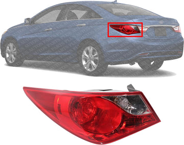 Tail Light Outer Assembly Plastic Left Driver Side Direct Replacement Compatible With 2011-2014 Hyundai Sonata HY2804116 924013Q000