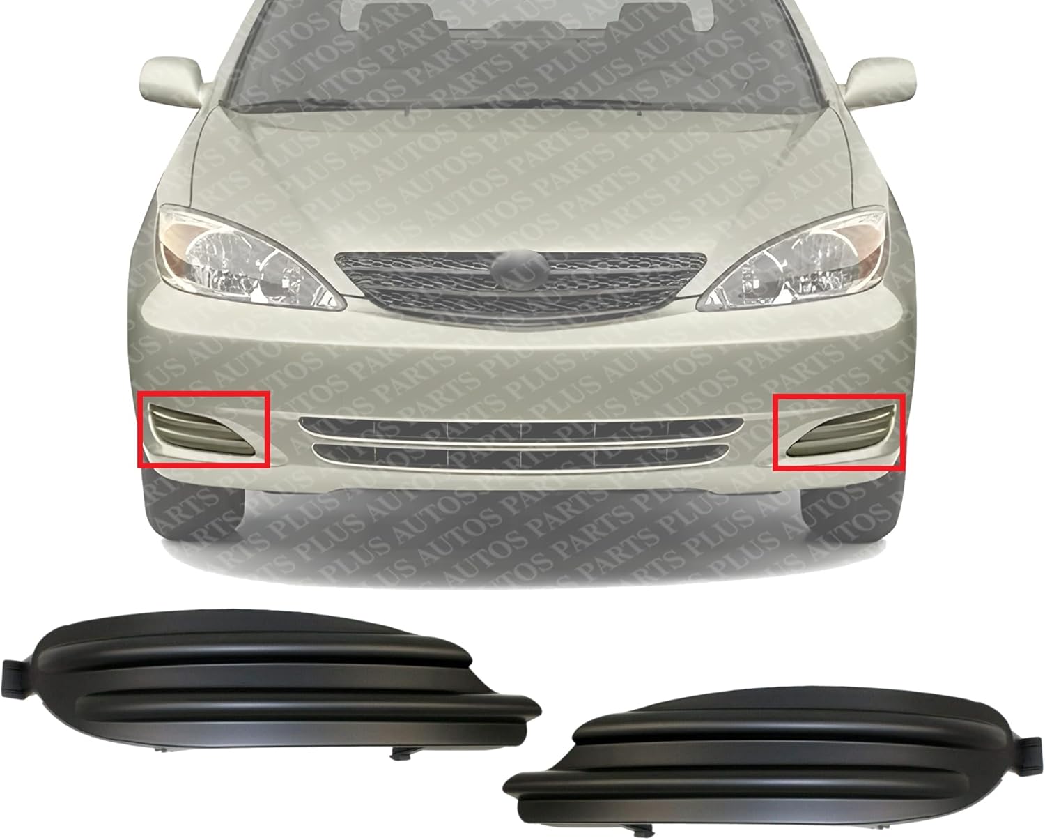 Set Of 2 Front Fog Light Cover Primed Plastic Right Passenger & Left Driver Side Direct Replacement Compatible With 2002-2006 Toyota Camry TO1039113 TO1038104 52127AA901 52128AA901