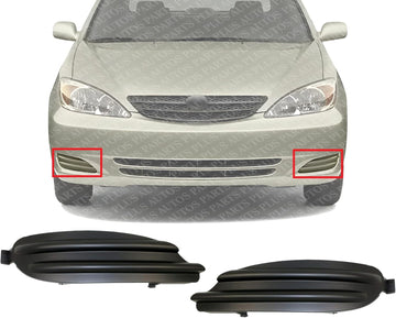 Set Of 2 Front Fog Light Cover Primed Plastic Right Passenger & Left Driver Side Direct Replacement Compatible With 2002-2006 Toyota Camry TO1039113 TO1038104 52127AA901 52128AA901