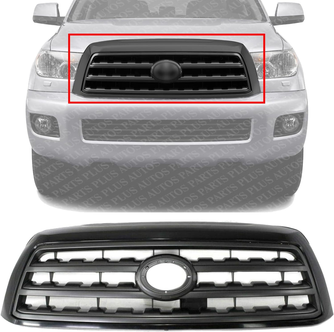 Front Grille Black Shell With Gray Insert Direct Replacement Compatible With 2008-2017 Toyota Sequoia SR5 TO1200330 531000C210C0