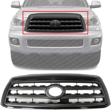 Front Grille Black Shell With Gray Insert Direct Replacement Compatible With 2008-2017 Toyota Sequoia SR5 TO1200330 531000C210C0
