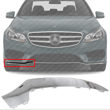 Front Bumper Molding Chrome Right Passenger Side Direct Replacement Compatible With 2014-2017 Mercedes Benz E-Class MB1047131 2078850874