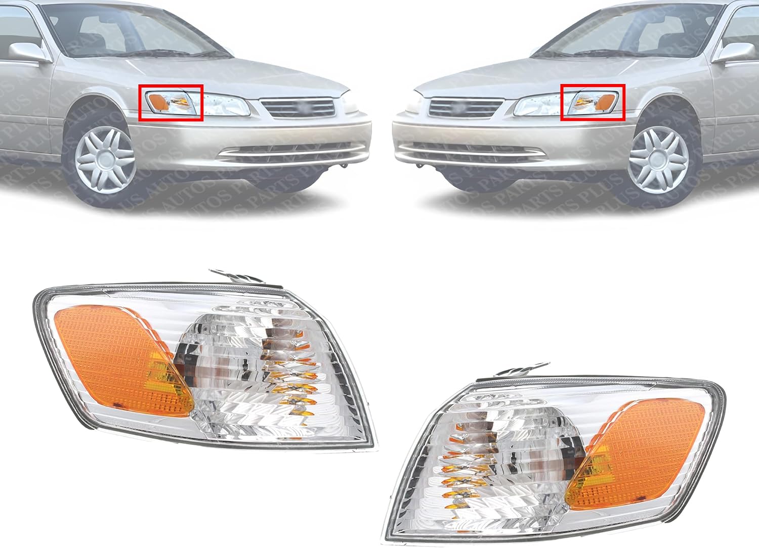 Set Of 2 Front Corner Light Assembly Right Passenger & Left Driver Side Direct Replacement Compatible With 2000-2001 Toyota Camry TO2531136 TO2530136 81510AA020 81520AA020