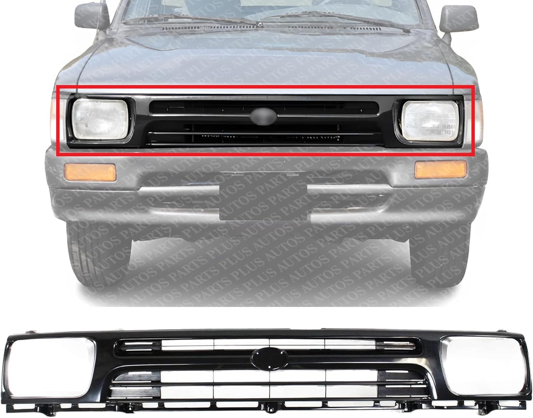 Front Bumper Grille Primed Shell & Insert Direct Replacement Compatible With 1992-1995 Toyota Pickup TO1200127 5311135080