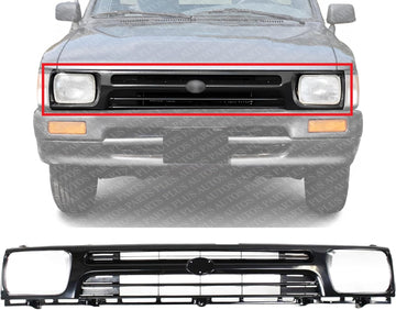 Front Bumper Grille Primed Shell & Insert Direct Replacement Compatible With 1992-1995 Toyota Pickup TO1200127 5311135080