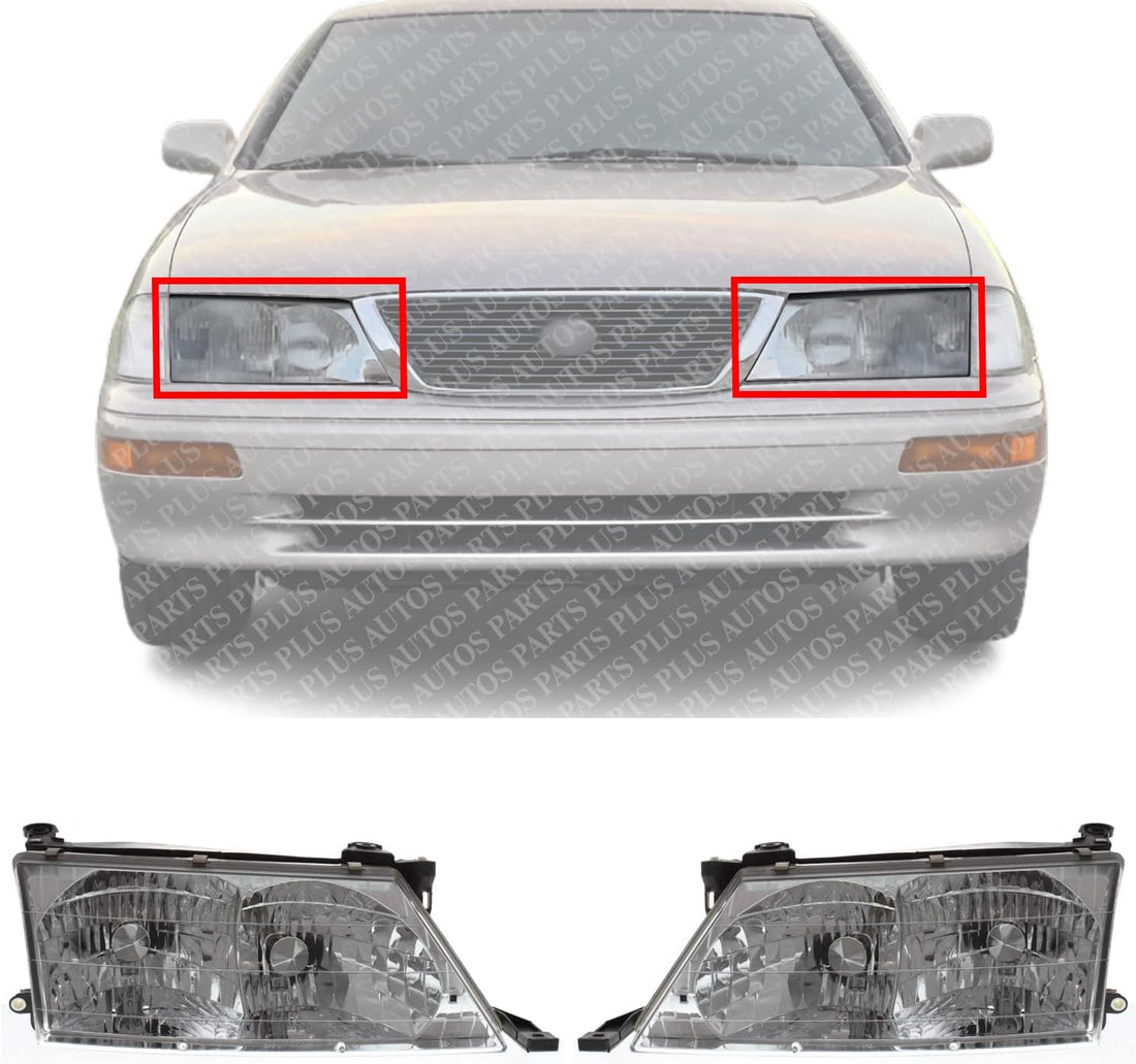 Set Of 2 Front Headlights Assembly Right Passenger & Left Driver Side Direct Replacement Compatible With 1998-1999 Toyota Avalon TO2502126 TO2503126 81150AC010 81110AC010