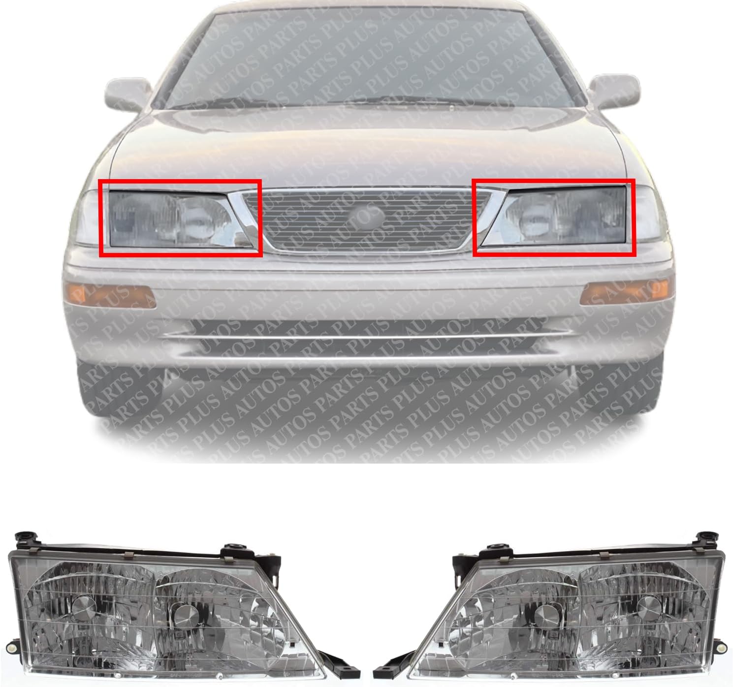 Set Of 2 Front Headlights Assembly Right Passenger & Left Driver Side Direct Replacement Compatible With 1998-1999 Toyota Avalon TO2502126 TO2503126 81150AC010 81110AC010