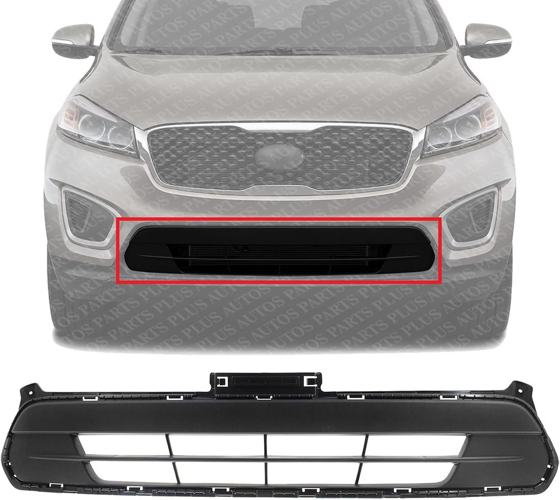 Front Bumper Grille Textured Plastic Without Fog Lights Holes Direct Replacement Compatible With 2016-2018 Kia Sorento KI1036129 86522C6000