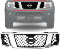 Front Grille Chrome Shell With Black Insert Plastic 2008-2012 Nissan Pathfinder Direct Replacement Compatible With 2008-2012 Nissan Pathfinder NI1200251 62310ZS00A