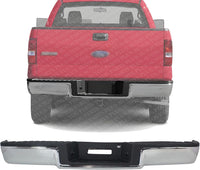 Step Bumper Assembly Chrome Steel Rear Without Object Sensor Holes & Towing Package Direct Replacement Compatible With 2006-2008 Ford F-150 / Lincoln Mark LT FO1103136 8L3Z17906B-PFM