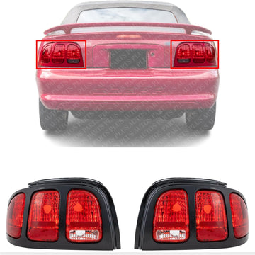 Set Of 2 Tail Lights Lens And Housing Right Passenger & Left Driver Side Direct Replacement Compatible With 1996-1998 Ford Mustang FO2800142 FO2801142 F7ZZ13405CA F7ZZ13404CA