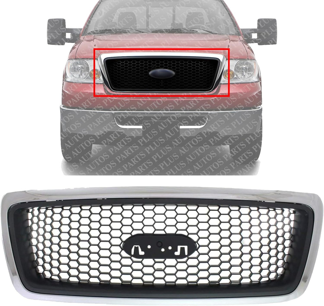 Front Grille Chrome Shell With Black Insert Direct Replacement Compatible With 2006-2008 Ford F-150 FO1200469 7L3Z8200CA