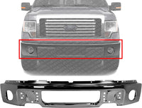 Front Bumper Face Bar Chrome With Fog Light Holes Direct Replacement Compatible With 2009-2014 Ford F-150 FO1002411 9L3Z17757B