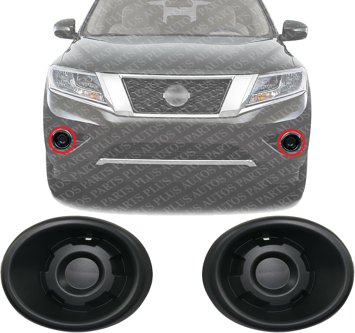 Set Of 2 Front Fog Light Cover Textured Plastic Right Passenger & Left Driver Side Direct Replacement Compatible With 2013-2016 Nissan Pathfinder NI1039154 NI1038154 622563KA0A