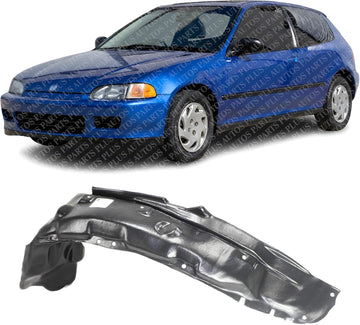 Front Fender Liner Left Driver Side Direct Replacement Compatible With 1992-1995 Honda Civic HO1248102 74151SR3000