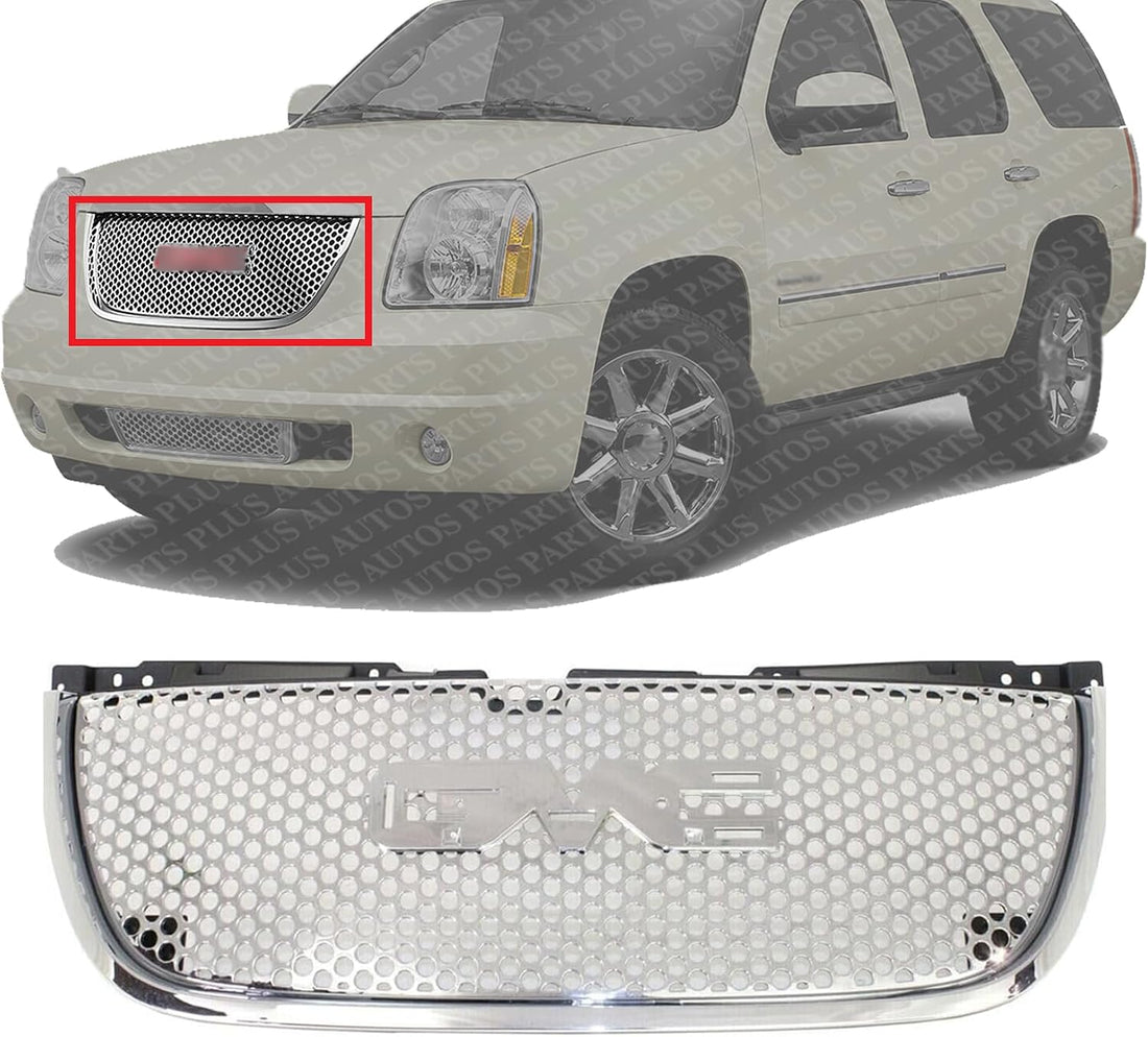Front Grille Assembly Chrome Shell And Insert Direct Replacement Compatible With 2007-2014 GMC Yukon GM1200610 22761715