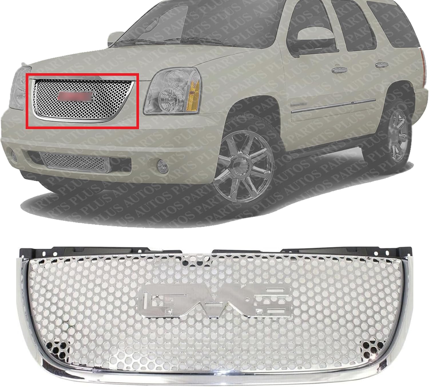 Front Grille Assembly Chrome Shell And Insert Direct Replacement Compatible With 2007-2014 GMC Yukon GM1200610 22761715