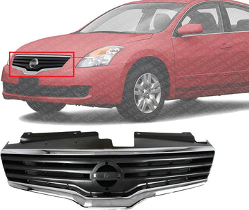 Front Grille Assembly Chrome Shell & Painted Dark Gray Insert Direct Replacement Compatible With 2007-2009 Nissan Altima NI1200221 62070ZN50A