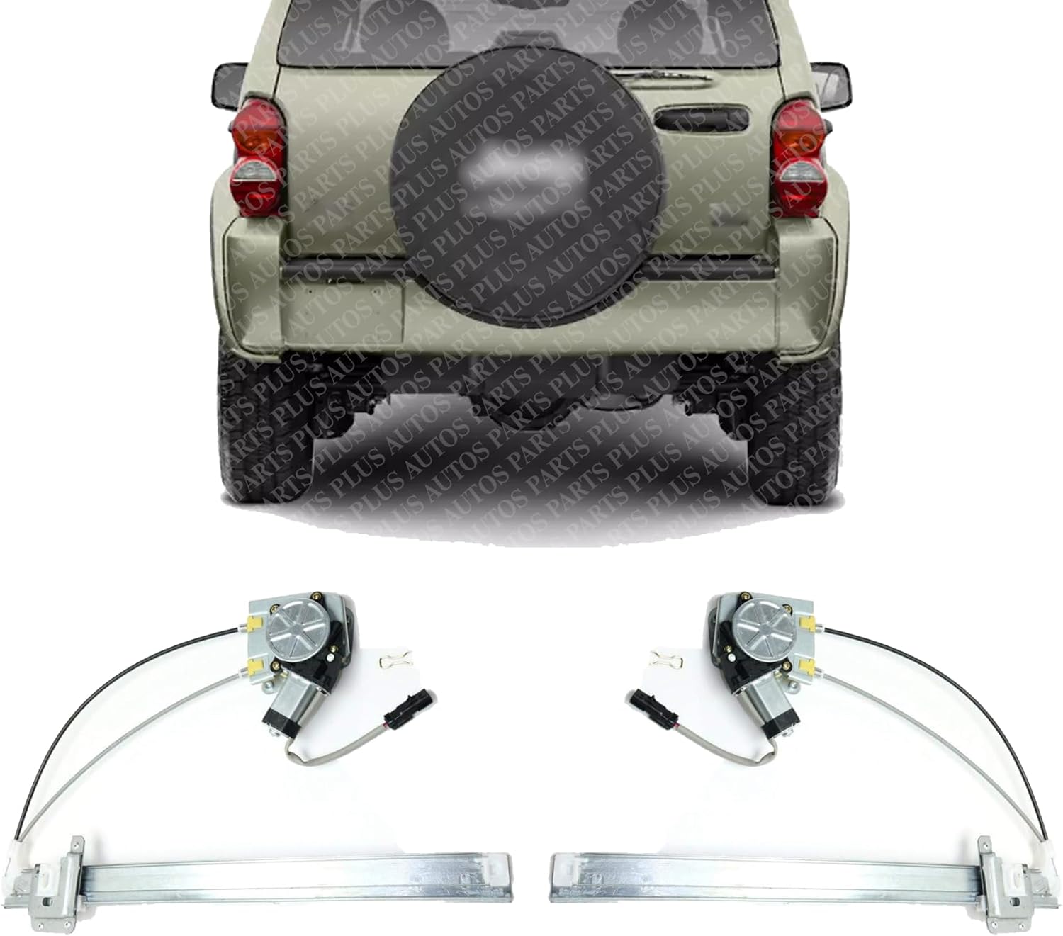 Set of 2 Rear Window Regulators with Motor Left Driver & Right Passenger Side Direct Replacement Compatible with 2002-2006 Jeep Liberty CH1550111 CH1551111 68059646AA 55360034AJ