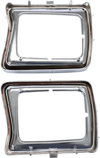 Set Of 2 Front Head Light Door Bezel Chrome Left Driver & Right Passenger Side Direct Replacement Compatible With 1978-1979 Ford F- Series FO2513115 FO2512114 D8TZ13064E D8TZ13064F