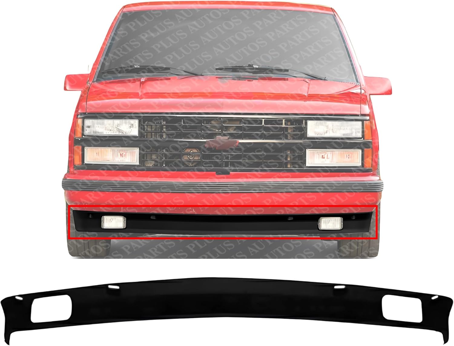 Front Lower Valance With Fog Light Holes Direct Replacement Compatible With 1988-2002 Chevrolet & GMC C/K Series GM1092196 15607502