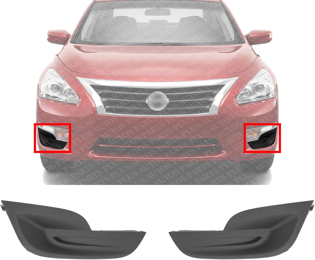 Set Of 2 Front Fog Light Cover Textured Left Driver & Right Passenger Side Direct Replacement Compatible With 2013-2015 Nissan Altima NI1038114 NI1039114 622563TA0A 622573TA0A