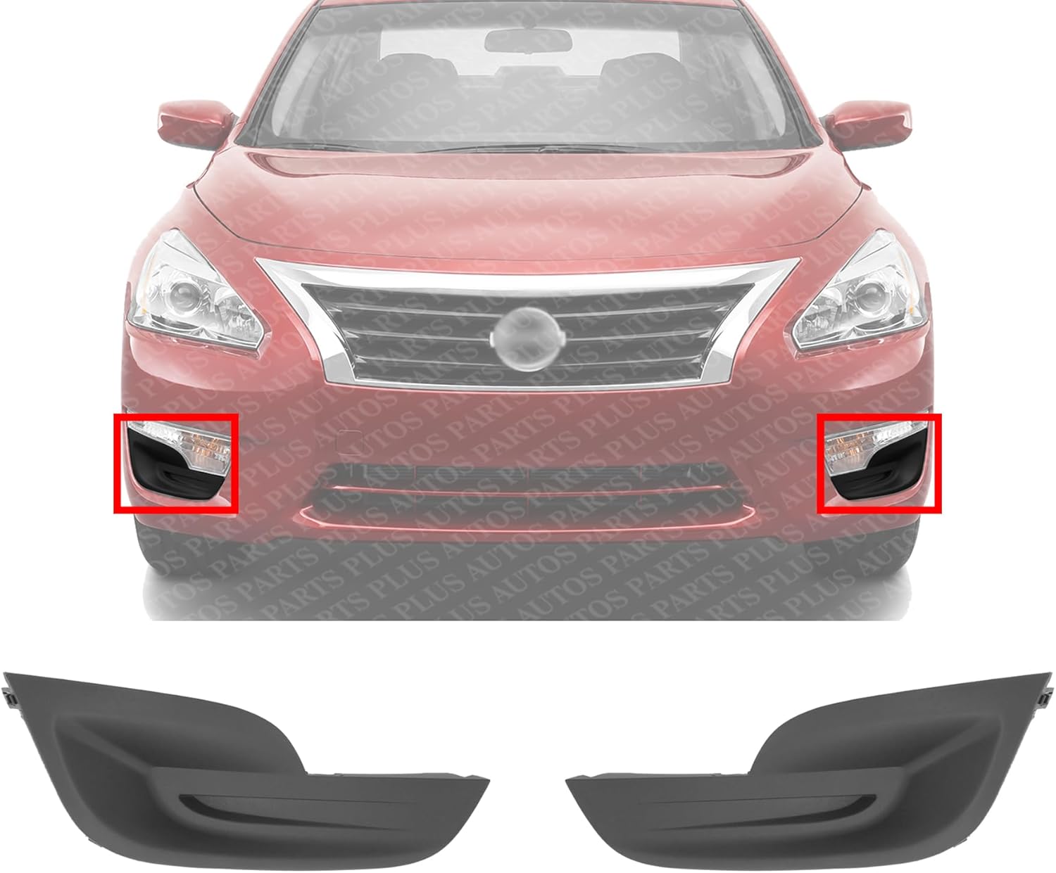 Set Of 2 Front Fog Light Cover Textured Left Driver & Right Passenger Side Direct Replacement Compatible With 2013-2015 Nissan Altima NI1038114 NI1039114 622563TA0A 622573TA0A